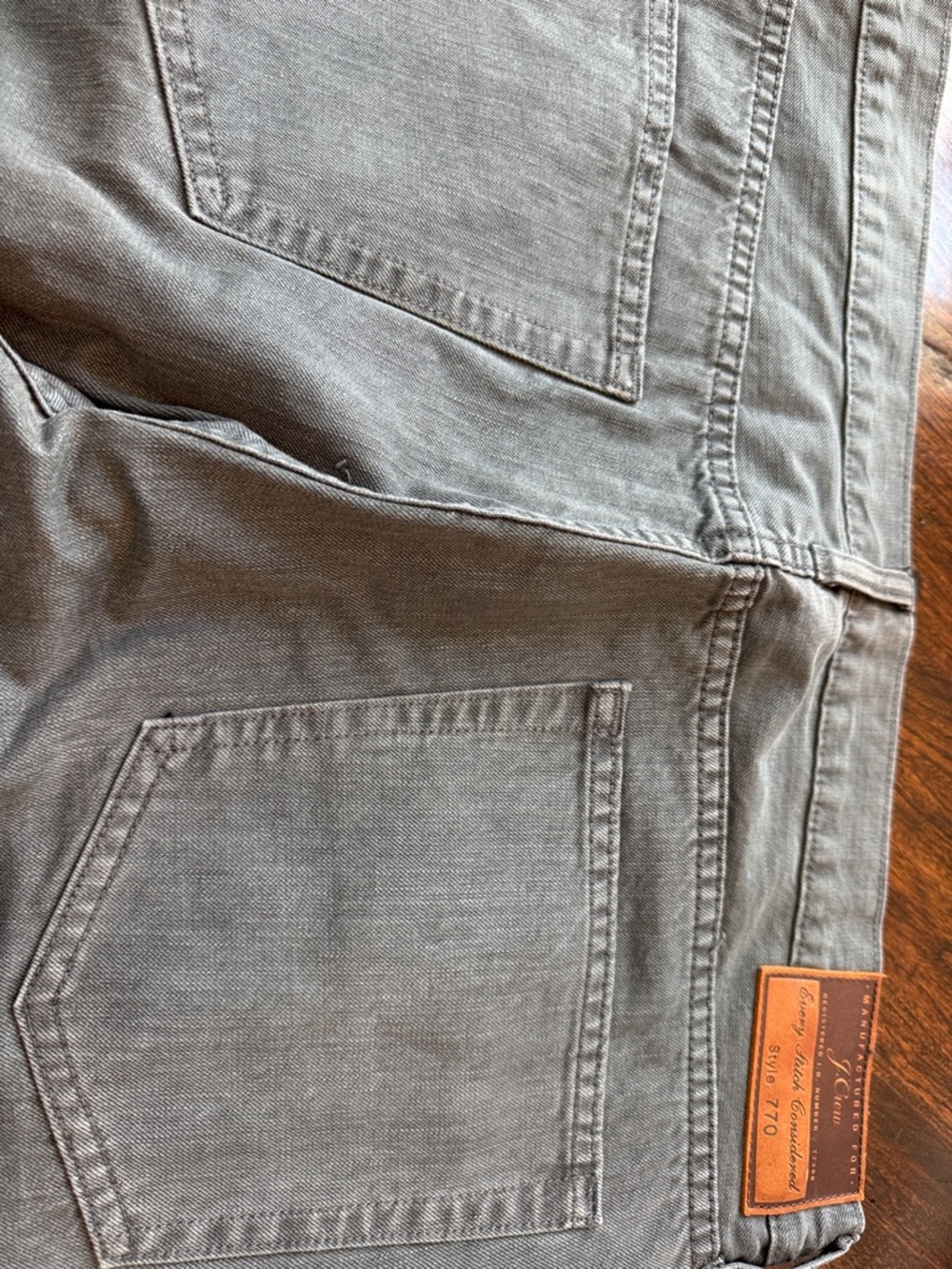 J. Crew Gray Denim Jeans with Leather Brand Patch,Model 770